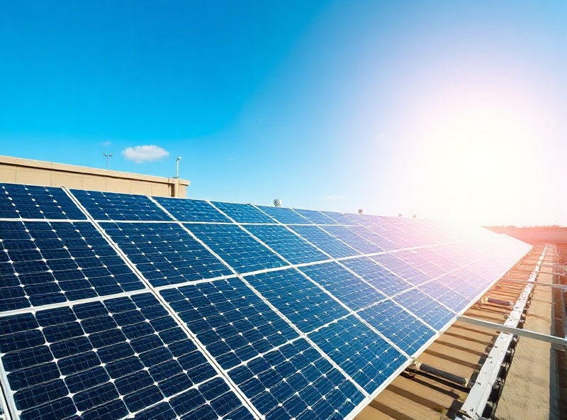 Professional solar panel installation on commercial building