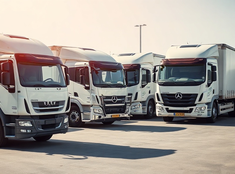 Professional logistics fleet with trucks and vehicles