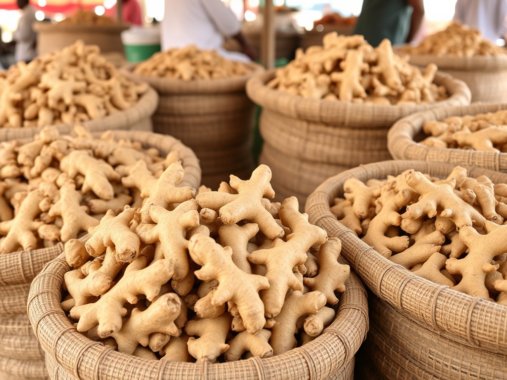 Premium dried ginger at authentic Kano spice market