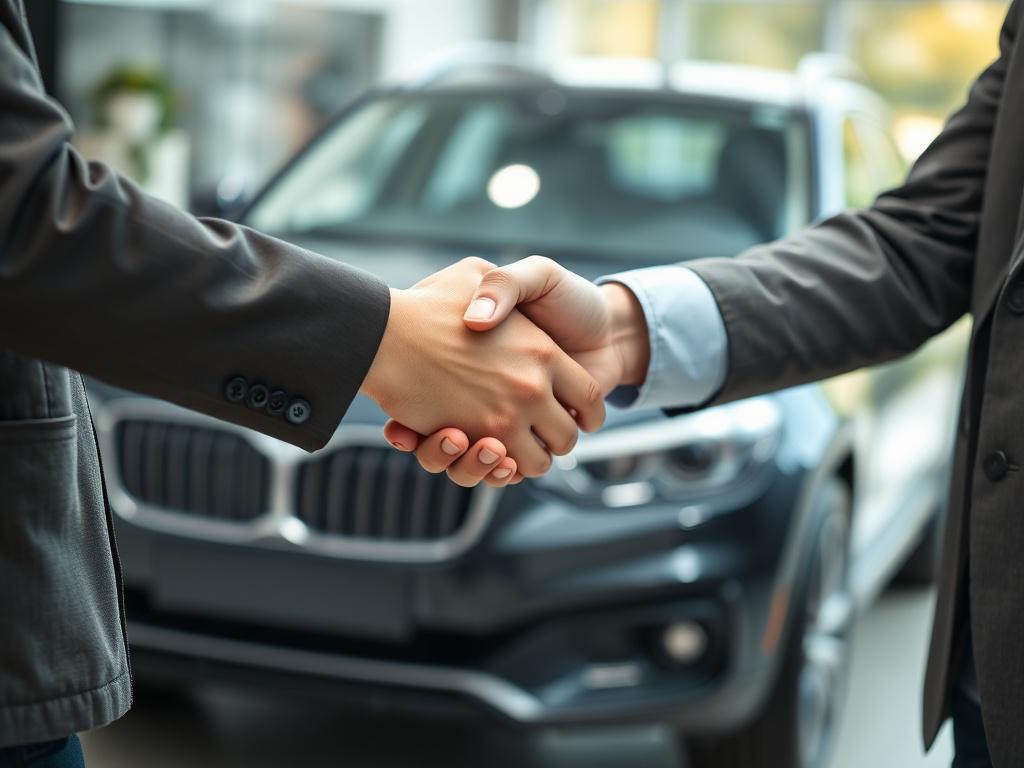 A close up shot of a satisfied customer shaking hands