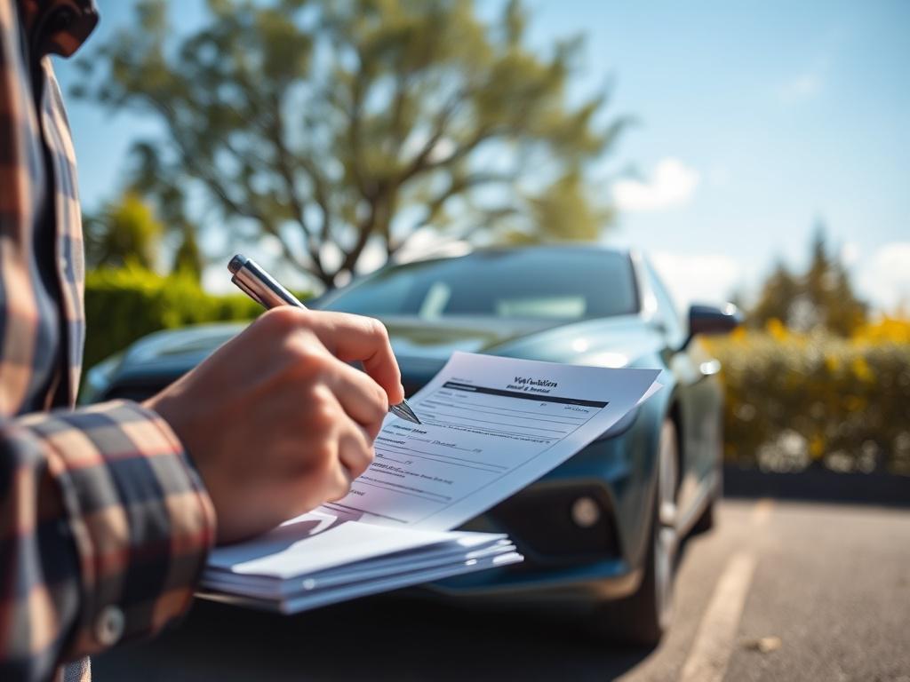 A close up shot of a person filling out a
