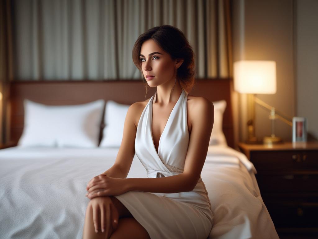 A stunningly beautiful woman dressed elegantly, exuding confidence and charm,