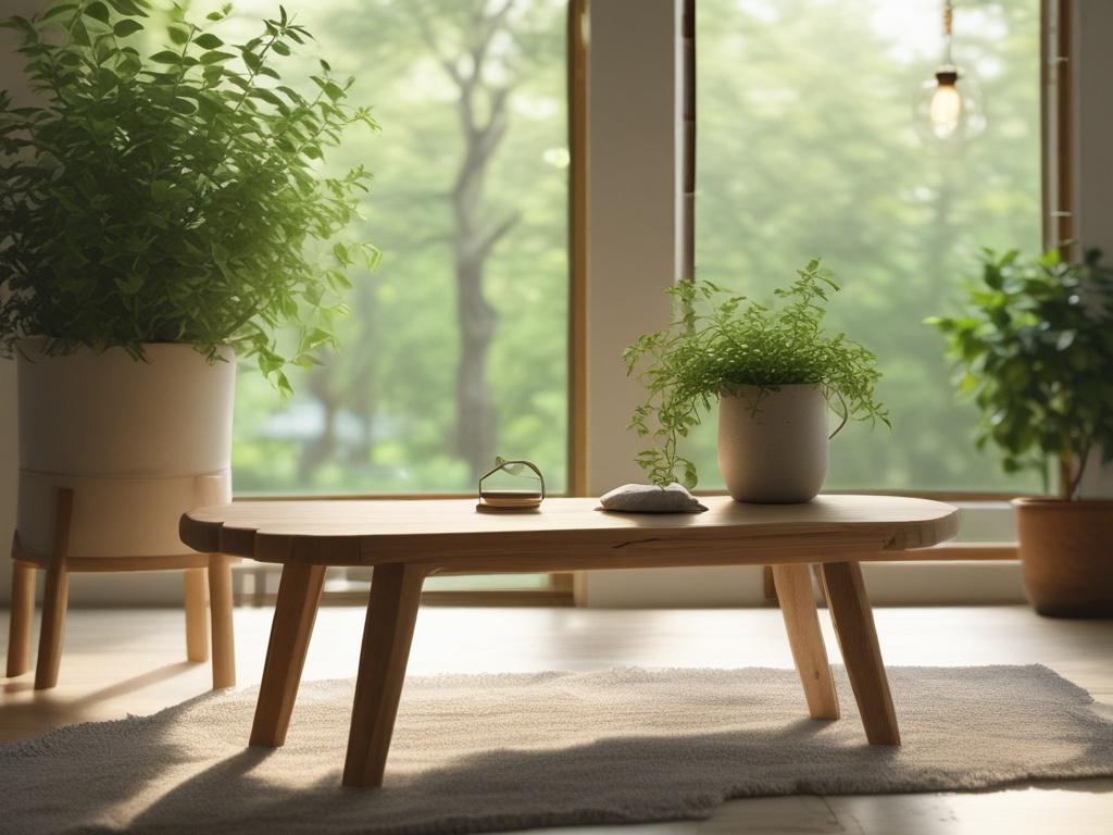 A tranquil, inviting space with natural elements, featuring a single