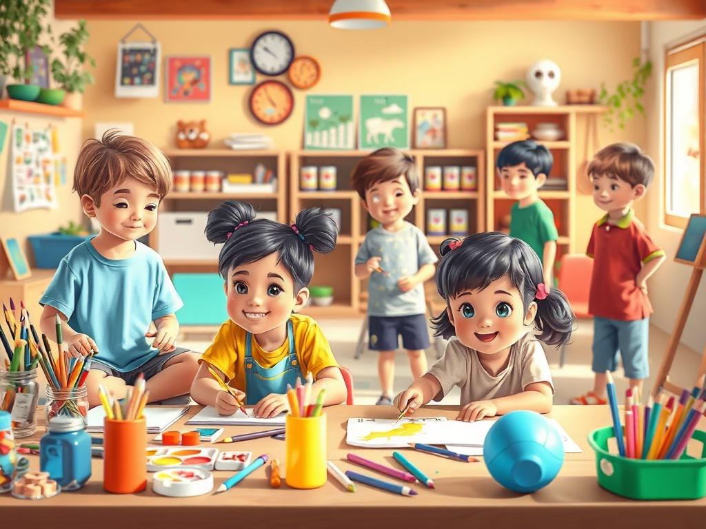 A vibrant after school scene depicting children happily participating in