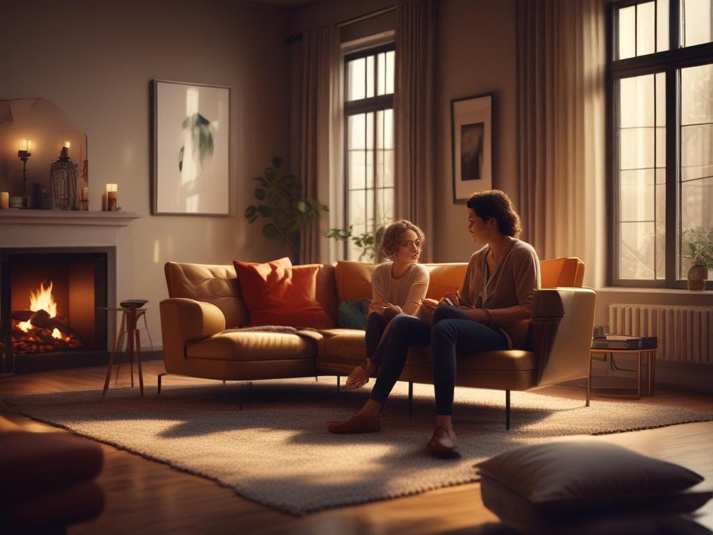 A couple enjoying a cozy moment together in a beautifully