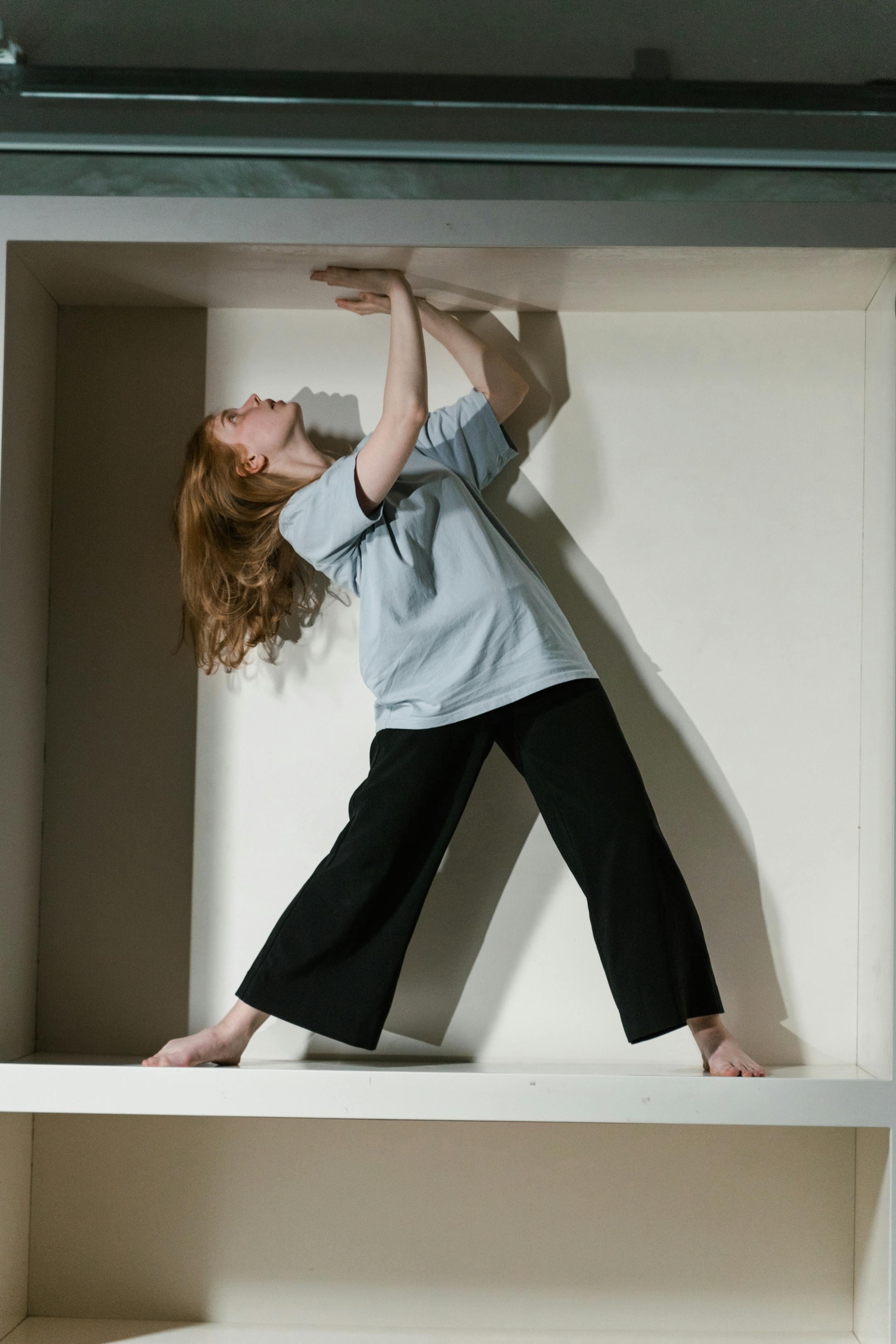 A woman in a confined space symbolizing anxiety and claustrophobia.