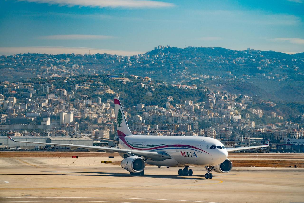 Lebanese expats traveling abroad shown by plane departing from Lebanon