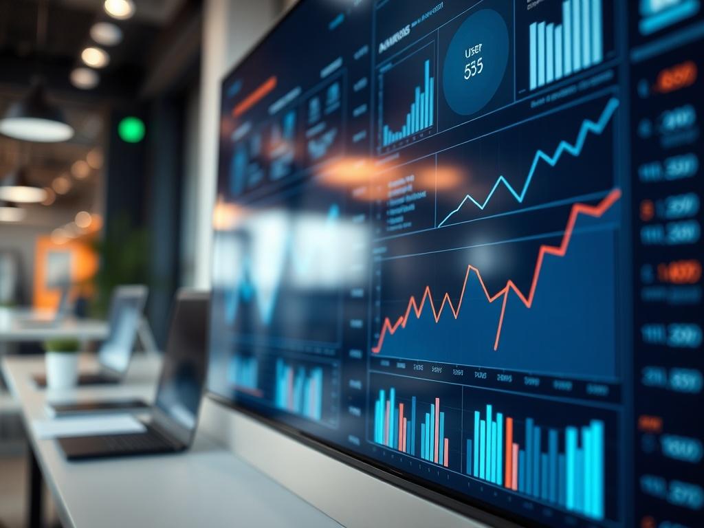 A close up shot of a data analytics screen with