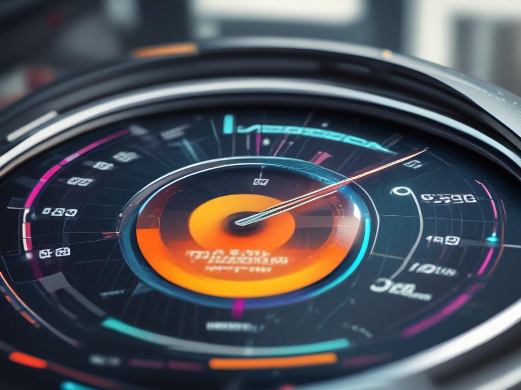 A close-up shot of a futuristic digital dashboard displaying vibrant analytics and data visuals. The dashboard should be sleek, modern, and visually striking, with graphs, charts, and metrics displayed prominently. The background should softly blur to emphasize the dashboard, and the lighting should be bright and engaging, creating a sense of innovation and technology.