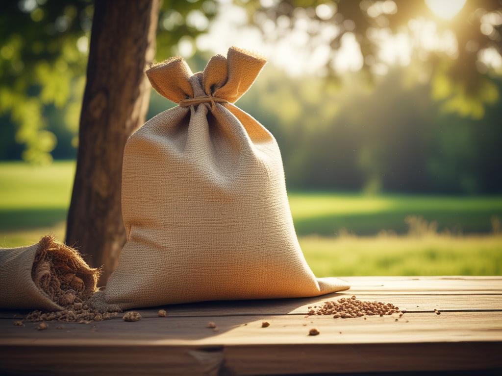 a high resolution image of a burlap sack of organic