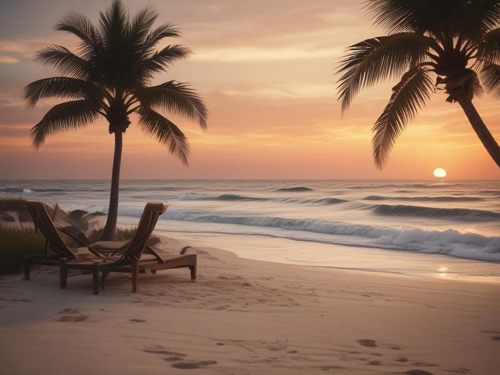 tropical beach, luxury resort, sunset, relaxation