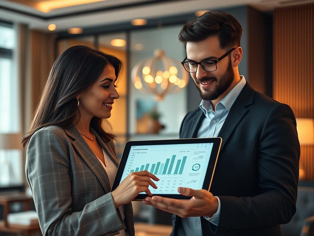 A close up shot of a professional financial advisor presenting