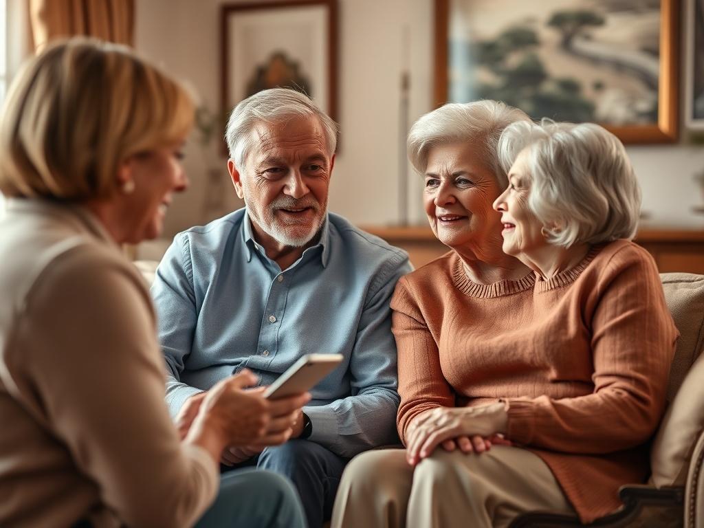 A serene image of a senior couple discussing their legacy