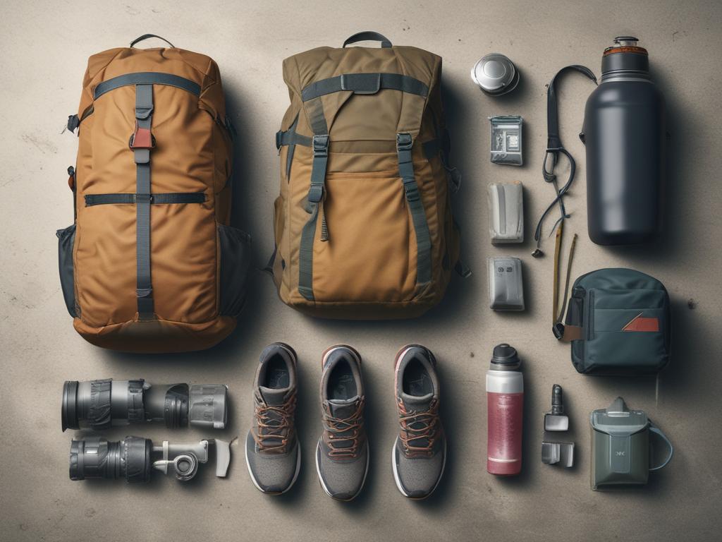 trail running kit, rugged terrain, running gear, hydration pack, nature
