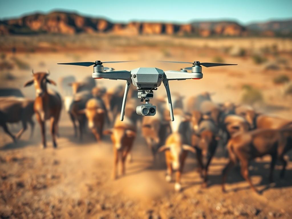 A high resolution image of a drone flying over a