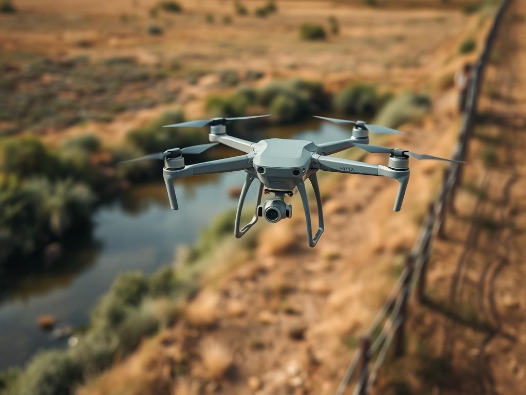 A high resolution image of a drone flying over a