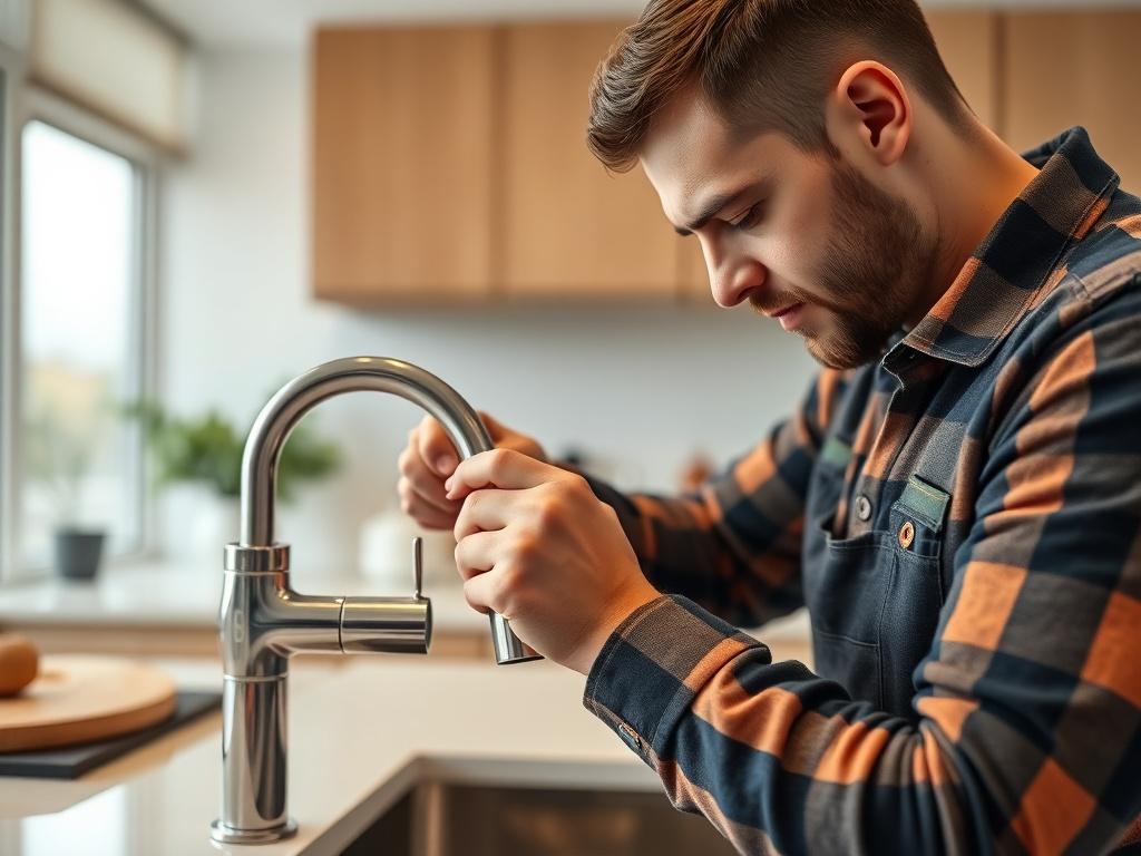 A close up shot of a professional maintenance worker fixing