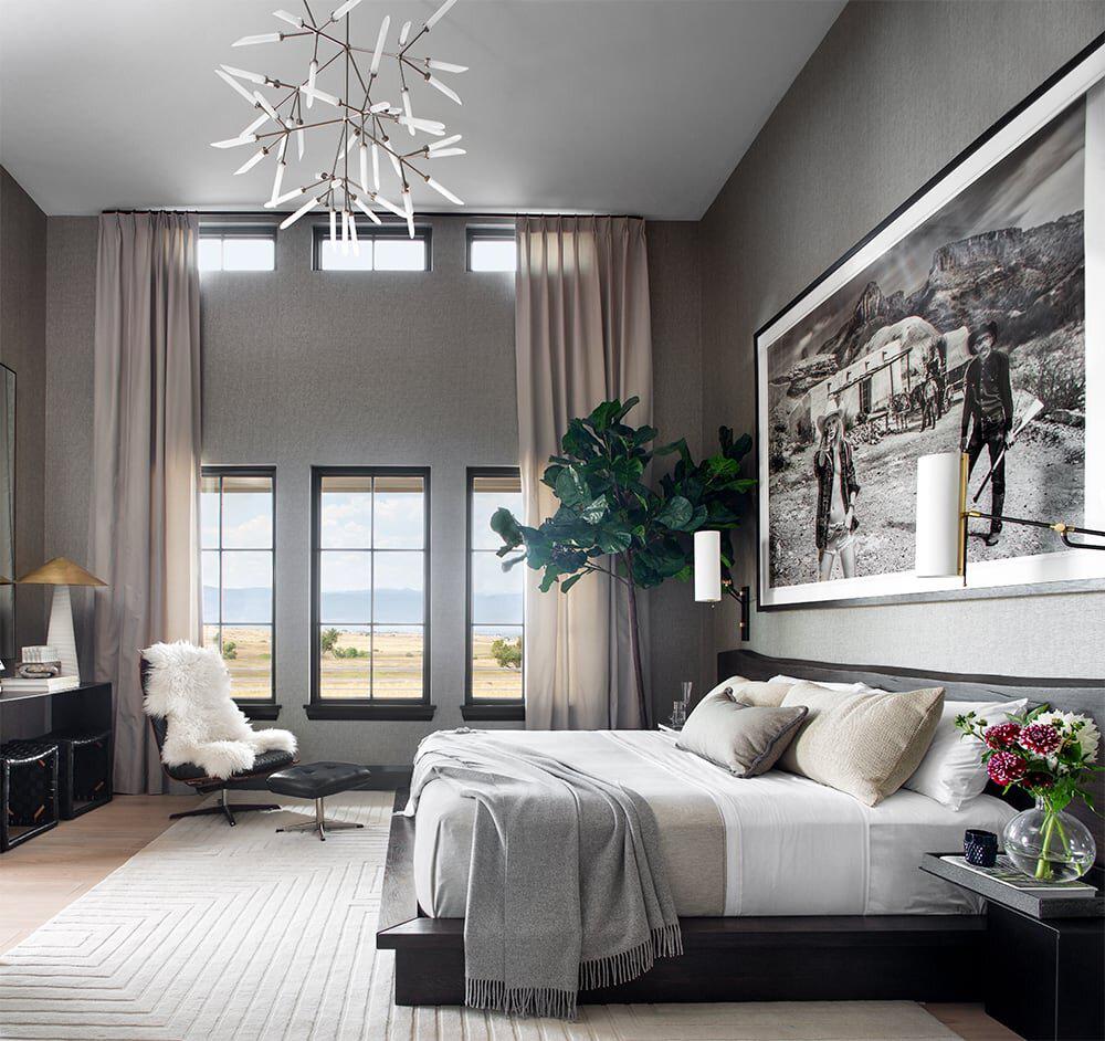 luxurious master bedroom deisgn ideas - master bedroom with large light fixture.jpg