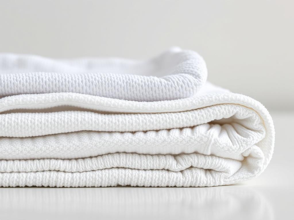 A close-up shot of high-performance microfiber towels, neatly folded and showcasing their softness and texture. The towels are placed on a clean, contrasting surface, with soft lighting highlighting their quality. The background is simple, drawing focus to the towels.