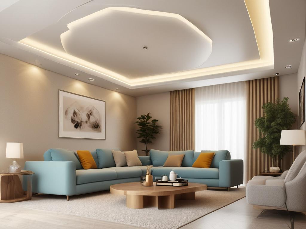 a beautifully designed gypsum ceiling in a modern living room