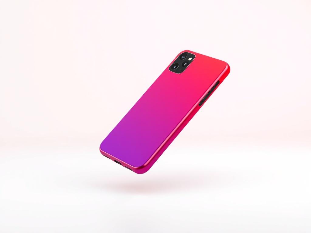 A single Stylish Phone Case displayed prominently on a clean, minimalistic background. The case is shown at an angle to highlight its sleek design and vibrant color. The background is a soft gradient that complements the primary color rgb(50, 170, 39), with ample white space to draw attention to the product. The case should appear life-like and detailed, showcasing its material texture and contours.