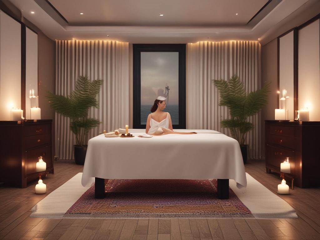 A serene and inviting massage room, featuring a massage table