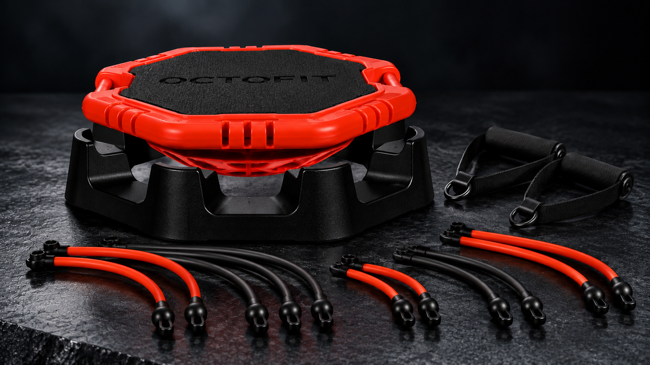 Orange cord resistance trainer for modular fitness training