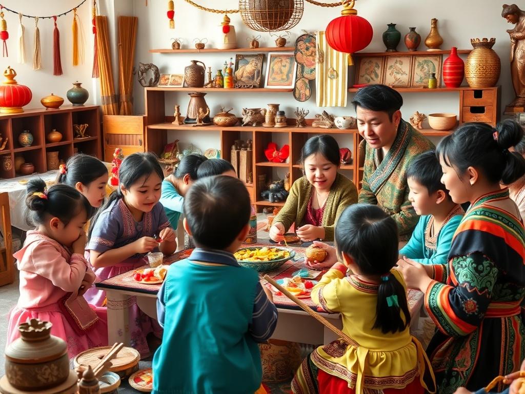 A vibrant image of Hmong youth participating in a cultural