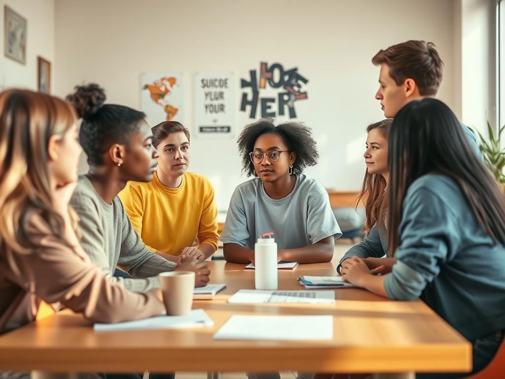A diverse group of teenagers participating in a workshop focused