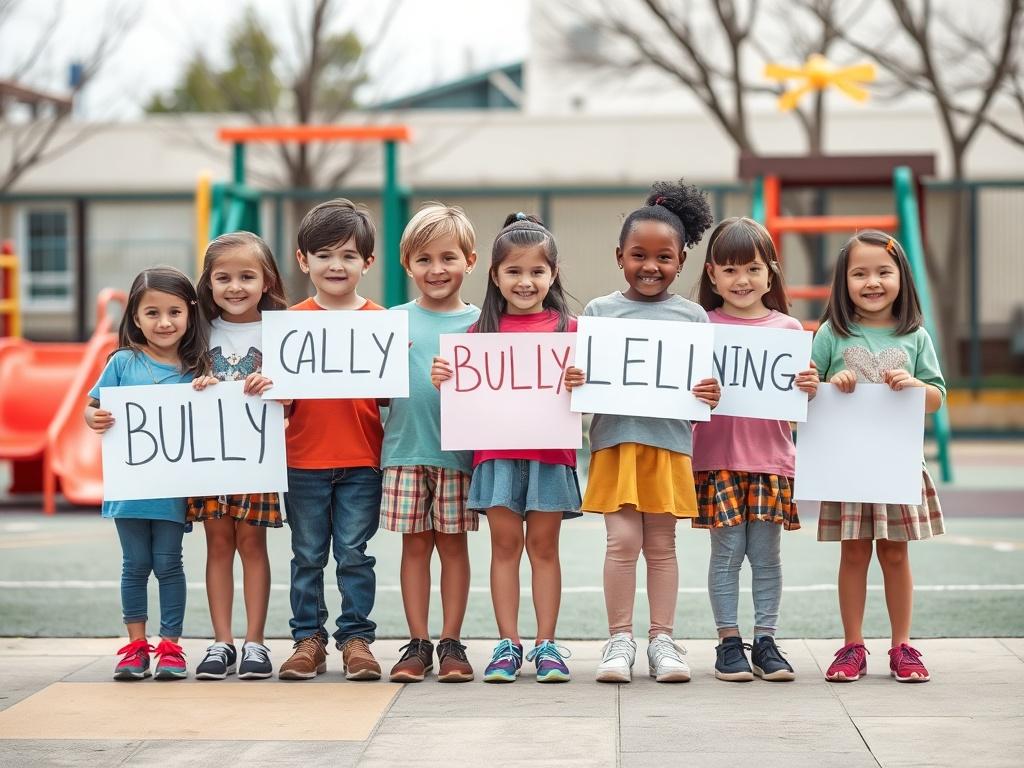 A group of children standing together, united against bullying