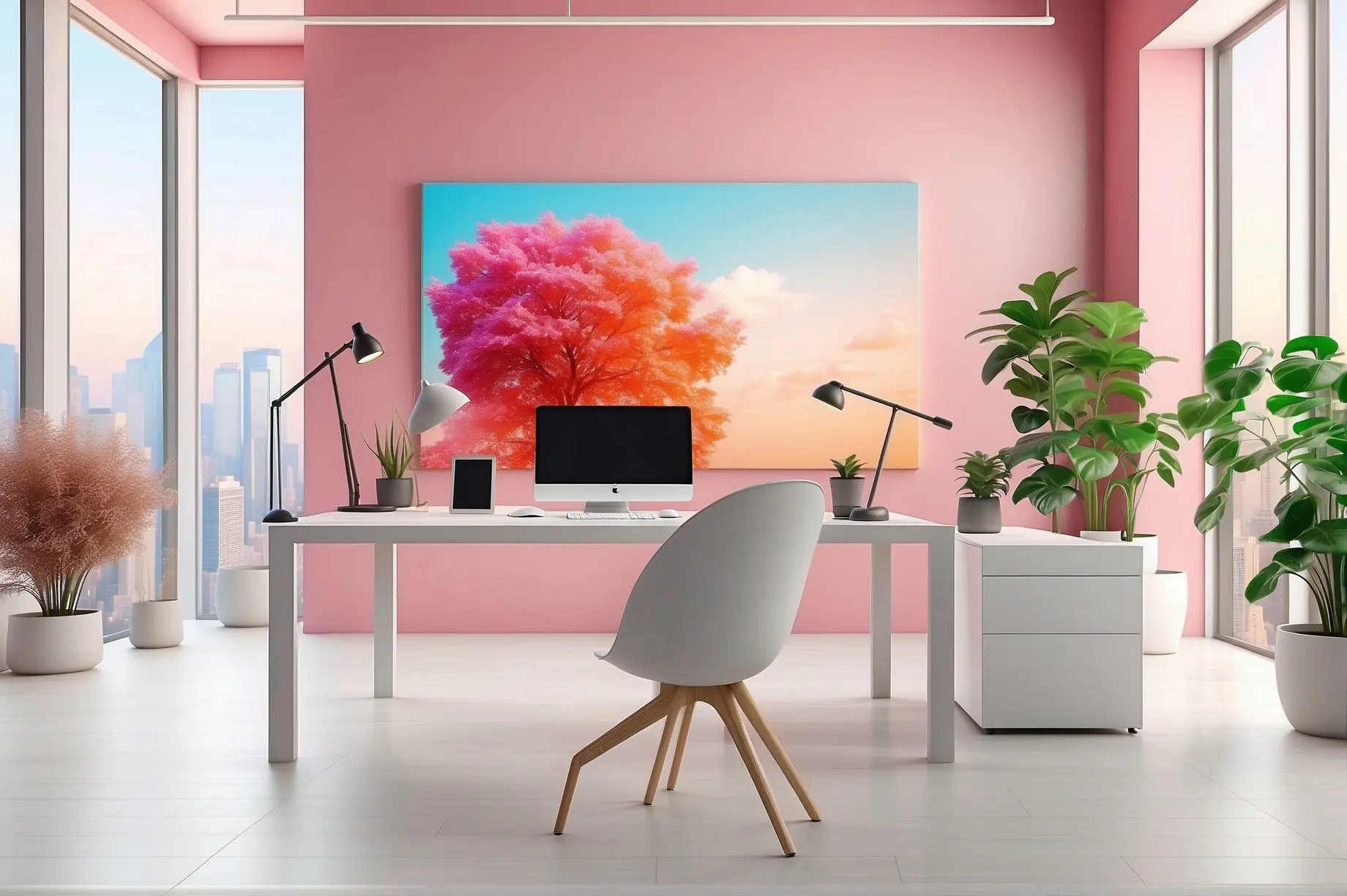 Minimal Pink Creative Office