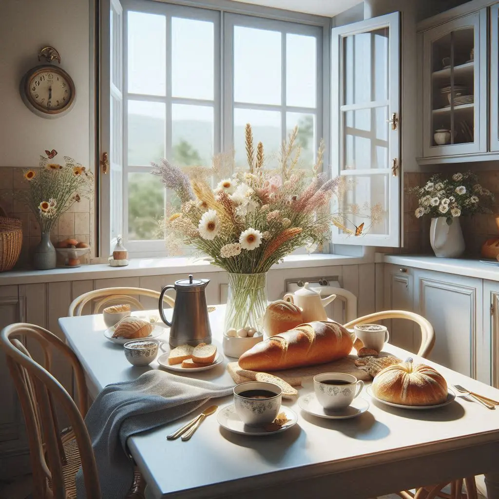 Breakfast in Sunlit Kitchen