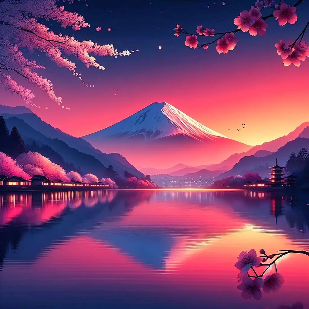 Pink Mount Fuji Sunset