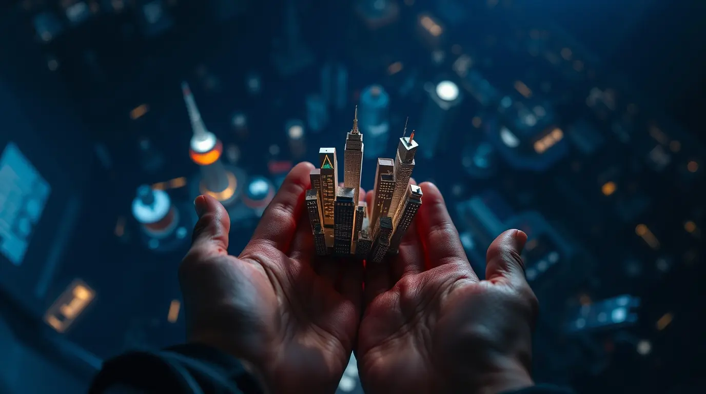 Futuristic City in Human Hands