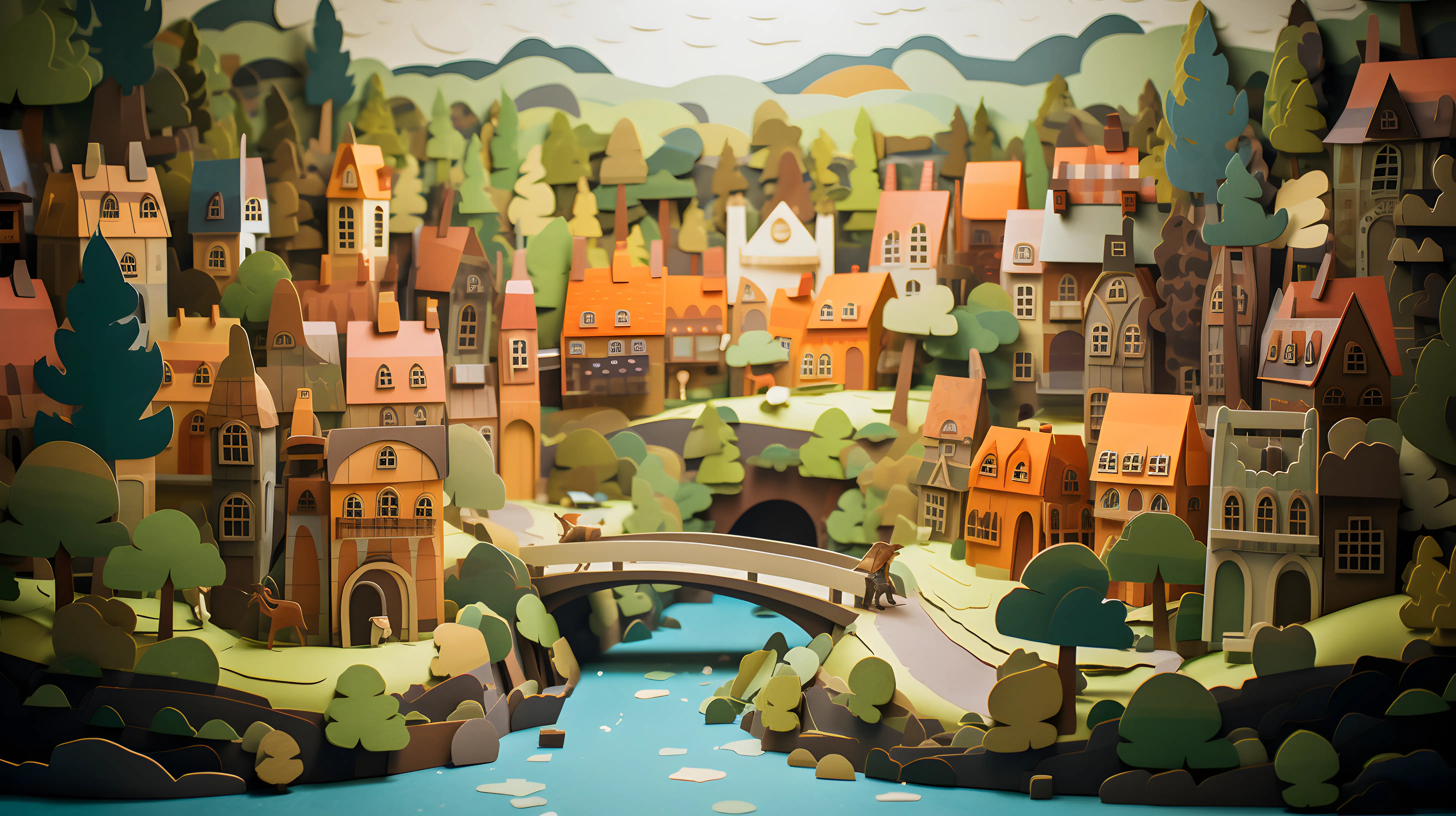 Paper Art Riverside Village Two