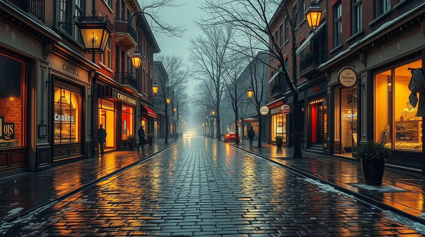 Rainy Winter Street
