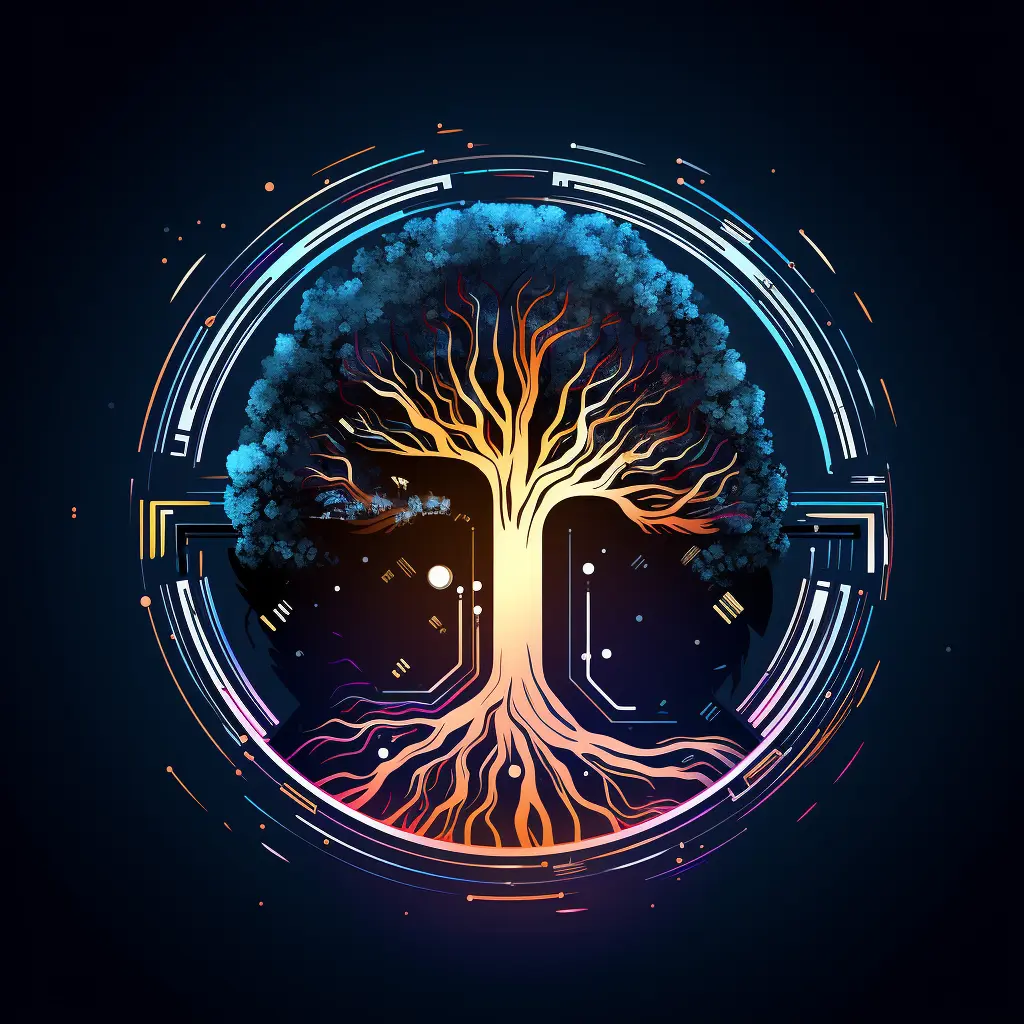 Digital Tree Emblem Blue