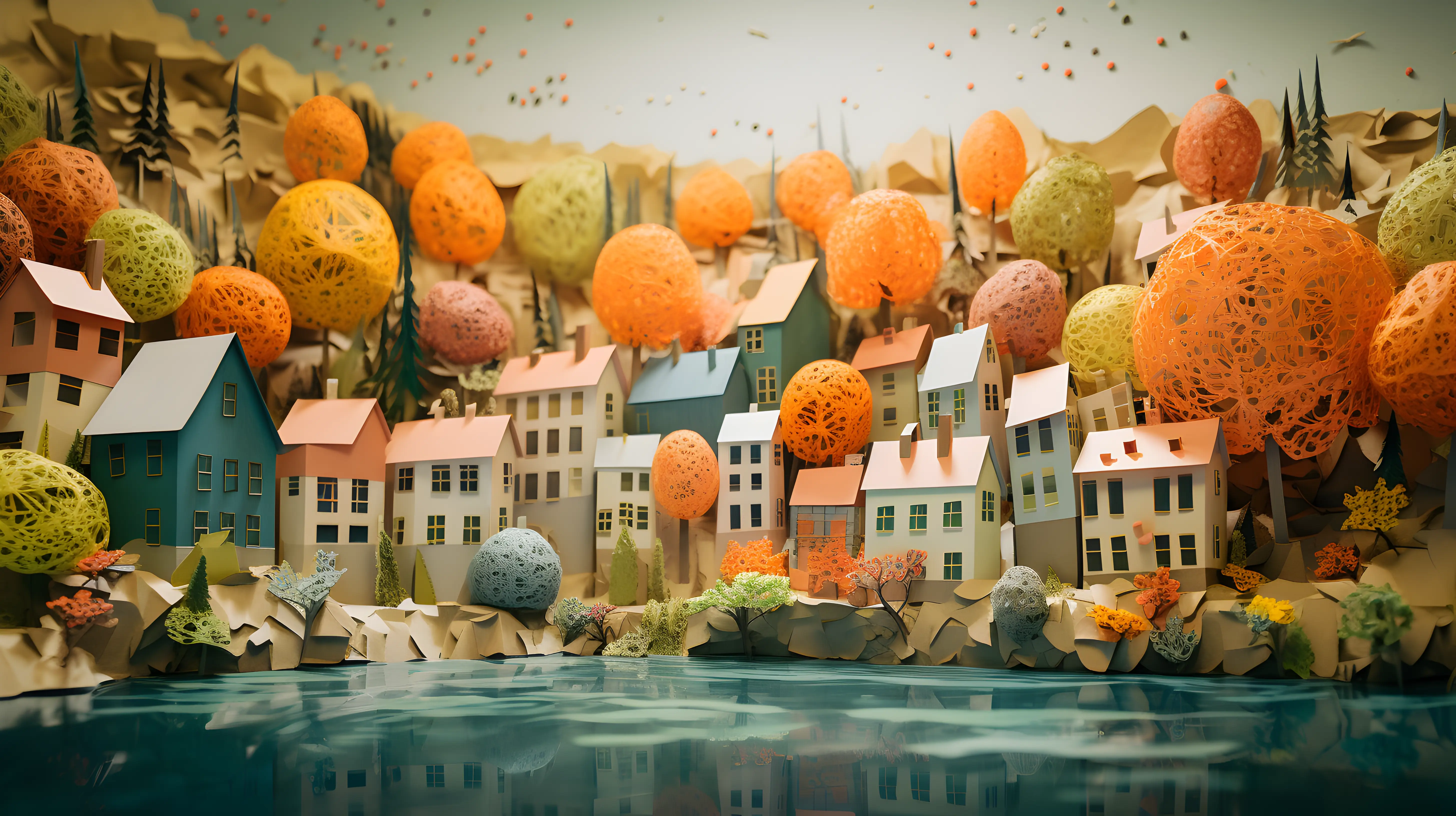 Paper Art Riverside Village Three
