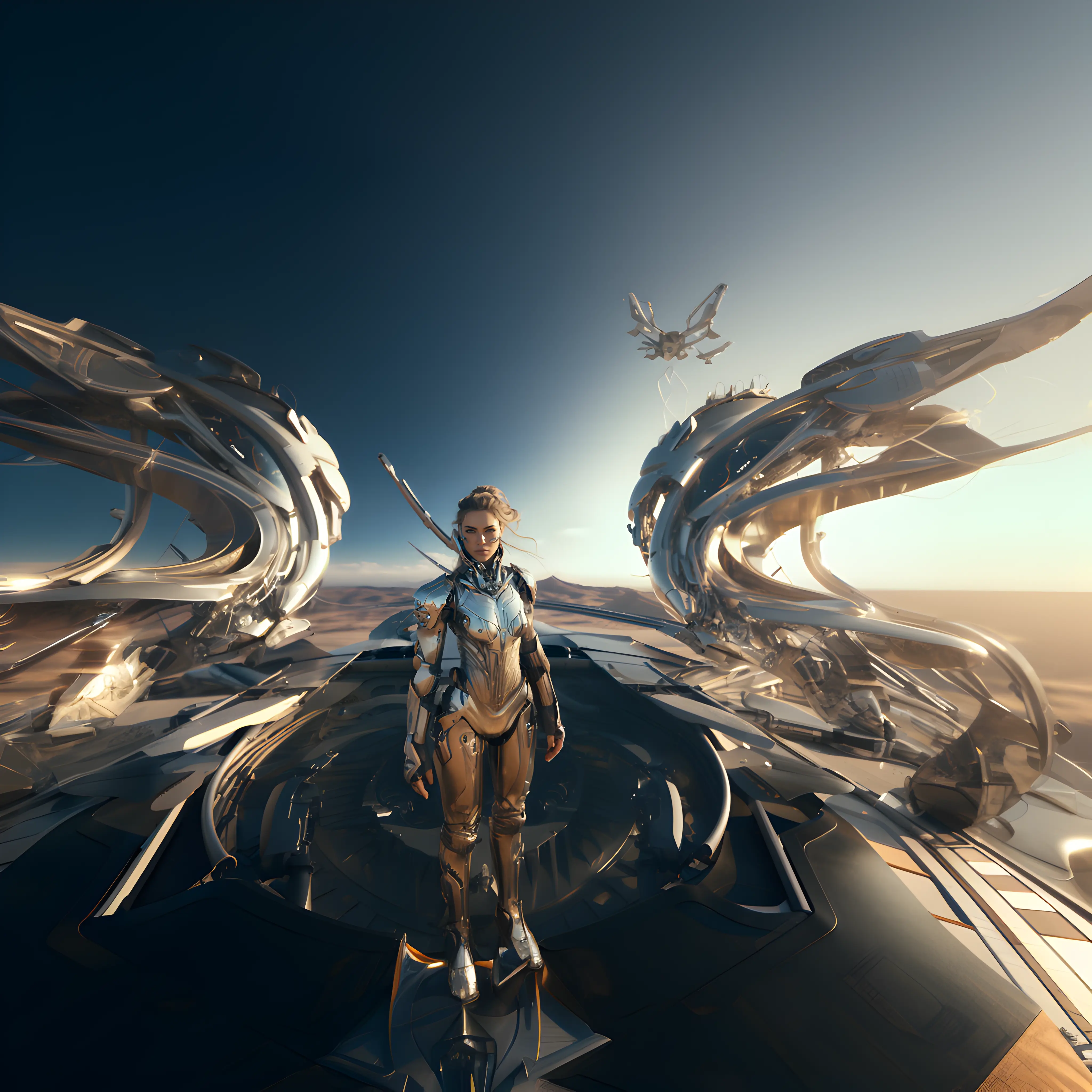 Cyborg Warrior Aerial Upscale