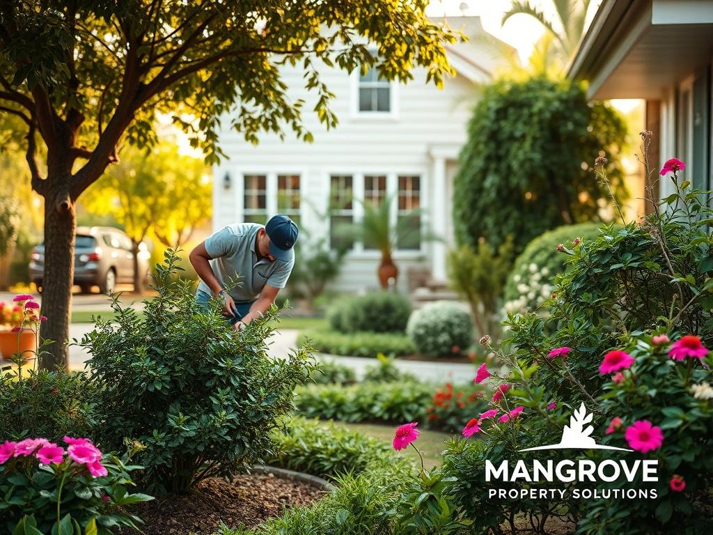 A serene and inviting scene of a well maintained garden