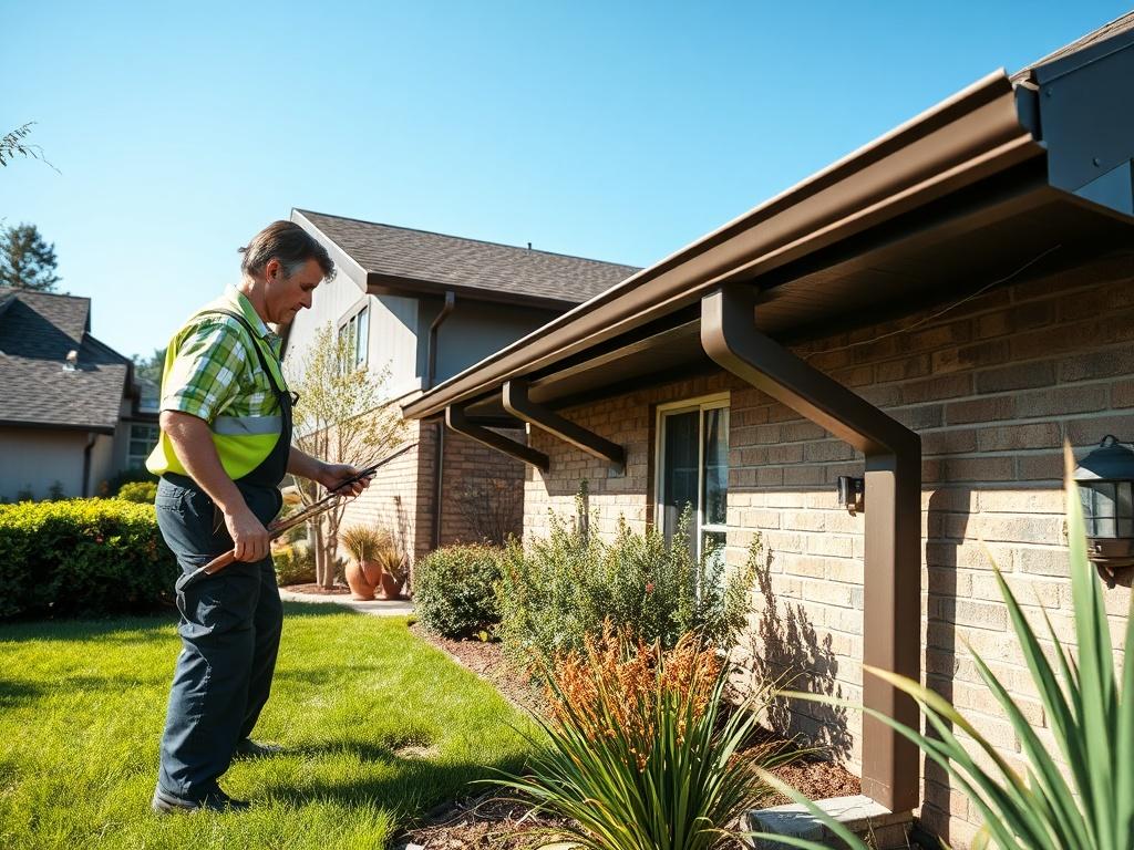 A property maintenance professional inspecting a well maintained lawn while