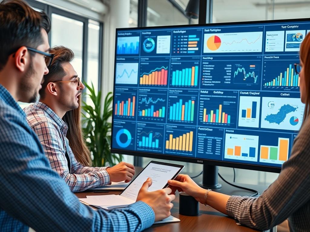 A close up shot of a marketing team analyzing digital