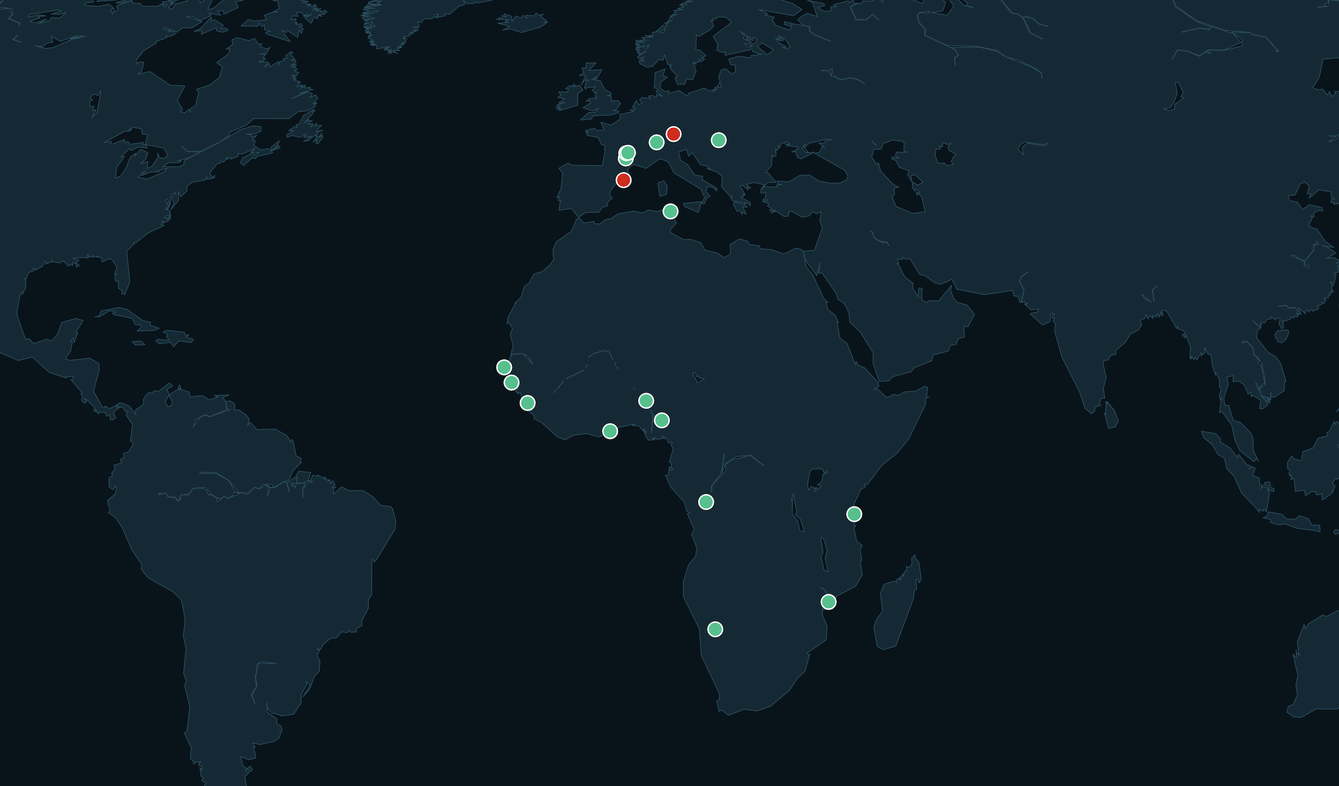 Global map showing Survivall's worldwide reach