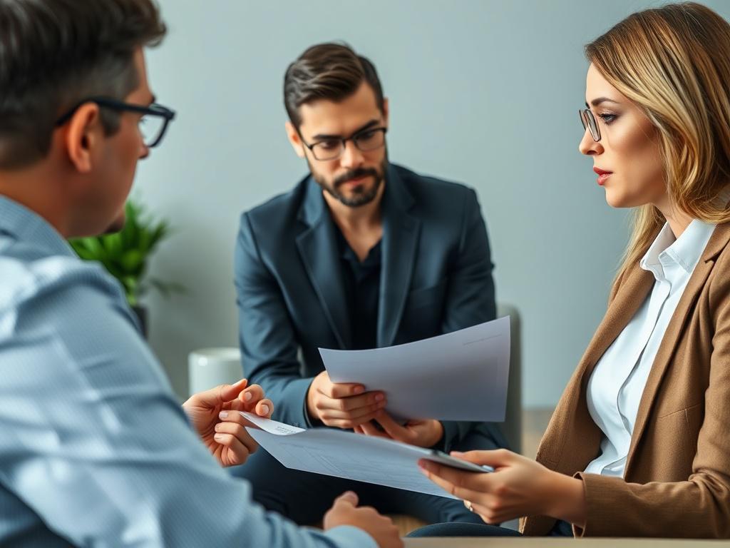 A focused shot of a professional evaluating a candidate during