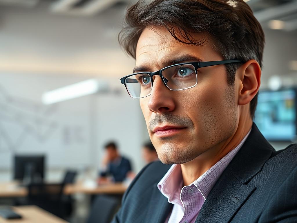 A close up shot of a confident executive in a