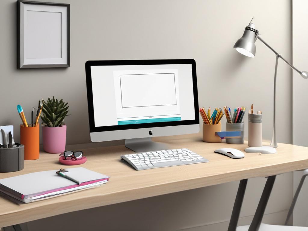 A realistic high resolution of a minimalistic workspace featuring a