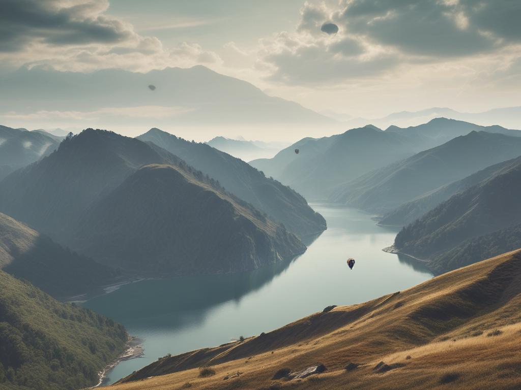 scenic paragliding, landscapes, nature, lakes, mountains
