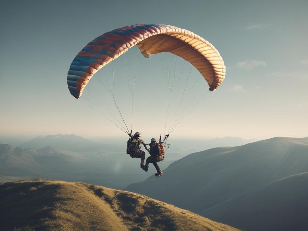 paragliding, tandem flight, adventure, mountains, sky