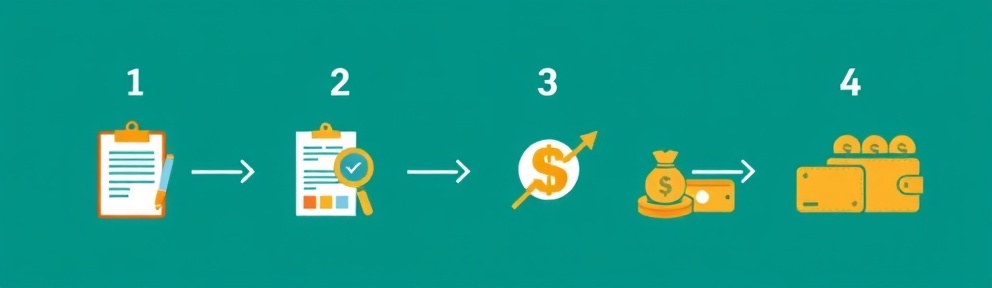 4-step process: Fill form, Quick decision, Get approved, Receive funds