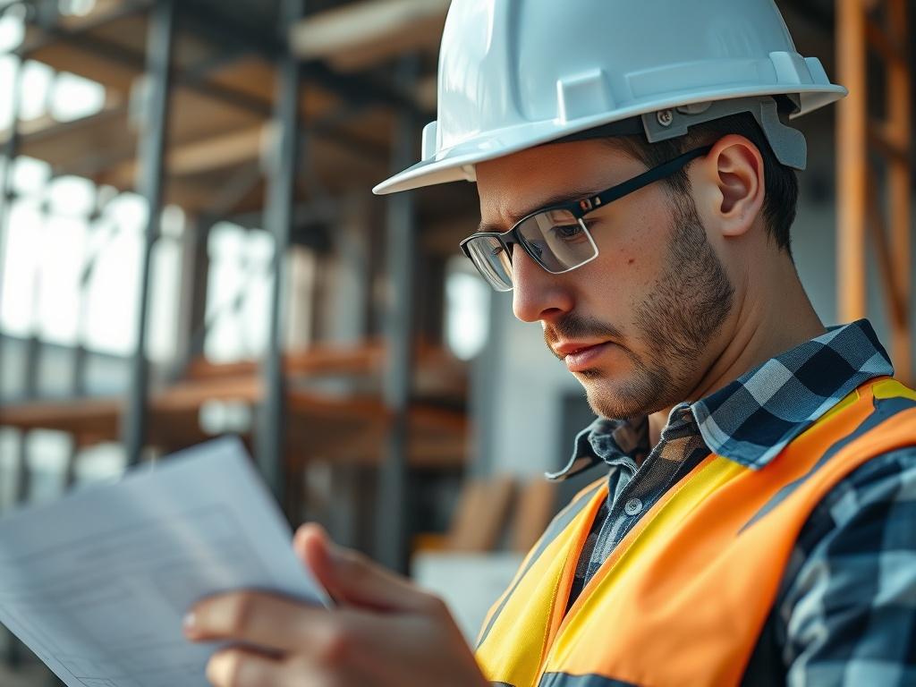 A close up shot of a skilled construction worker in
